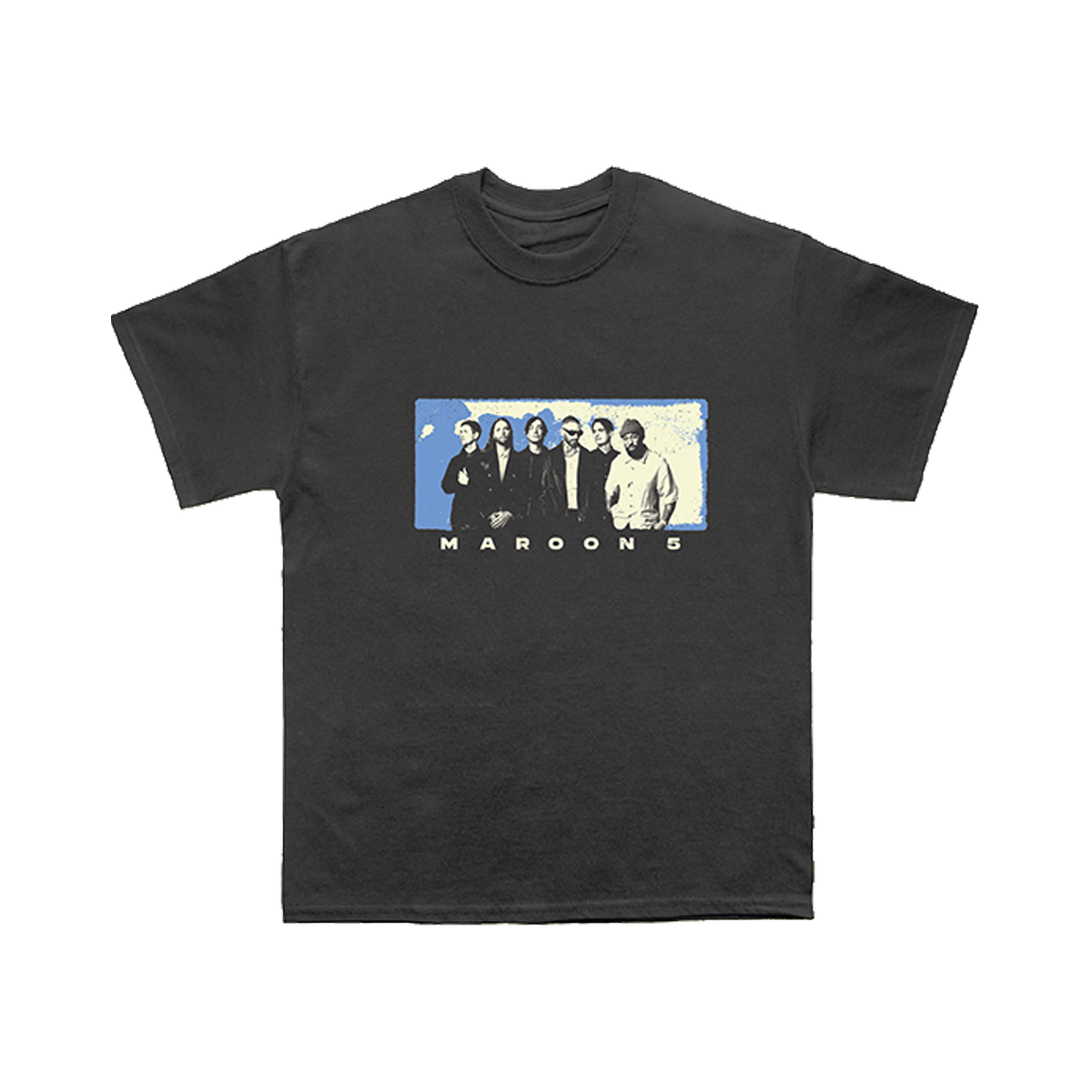 Black t-shirt with a graphic of a band and 'Maroon 5' text 